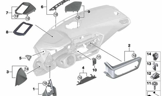 Coperchio di diffusore dell'aria laterale destra 51456807406 per BMW Z4 G29 {SDRive20i, SDRive30i, Z4 M40I}. BMW originale.