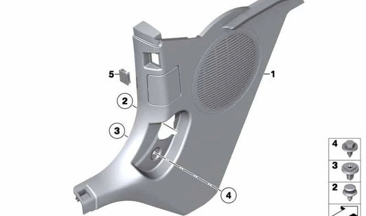 Revestimiento interior izquierdo OEM 51437328337 para BMW Z4 E89. Pieza original BMW.