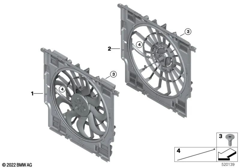 Logement de ventilateur avec ventilateur pour BMW G05, G18N, G06, G06N, G07N (OEM 17428655761). BMW d'origine.