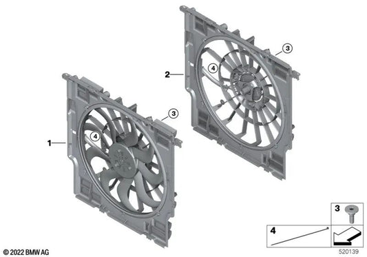 Logement de ventilateur avec ventilateur pour BMW G05, G18N, G06, G06N, G07N (OEM 17428655761). BMW d'origine.