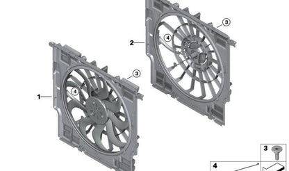 Fan shroud with acoustic ring OEM 17427953224 for BMW G05, G06, G07. Original BMW.