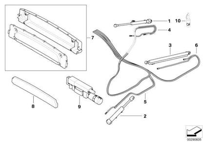 Cilindro hidráulico barra tensora izquierda OEM 54347019809 para BMW Serie 6 E64, E64 LCI. Original BMW.