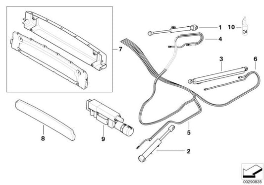 Cilindro hidráulico barra tensora izquierda OEM 54347019809 para BMW Serie 6 E64, E64 LCI. Original BMW.