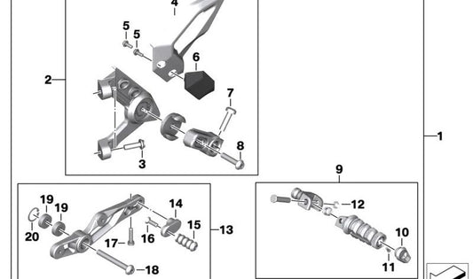 Apoyo para pie del conductor izquierdo OEM 46719457759 para motos BMW S 1000 R (K63), M 1000 R (KM3)... y más. Original BMW Motorrad.
