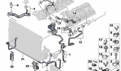 Manguera de Refrigerante para BMW F07, F10, F11, F06, F12, F13, F01N, F02N (OEM 17127582894). Original BMW.