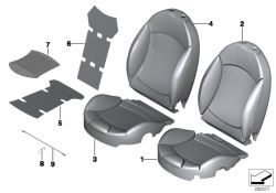 Funda de respaldo deportivo derecha en cuero Carbon Black OEM 52107270234 para MINI R56, R55, R57, R58, R59… y más. Original MINI.