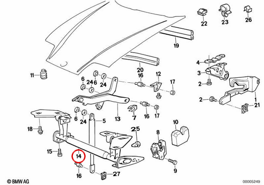 Bisagra capó OEM 41612290710 para BMW Z1. Original BMW.