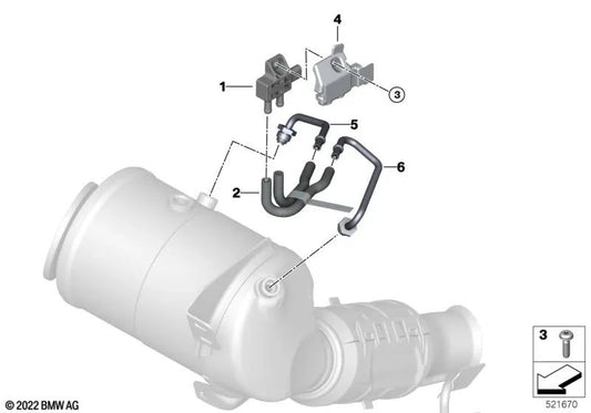 Tubería de presión filtro de partículas Otto para BMW Serie 2 U06, X1 U11 (OEM 18329845455). Original BMW.
