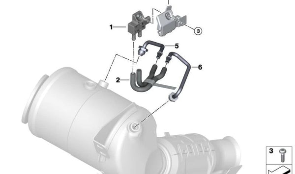 Manguito de escape OEM 18329845456 para BMW F70, U06, U11, U12, U10 y MINI F65, F66, U25. Original BMW y MINI.