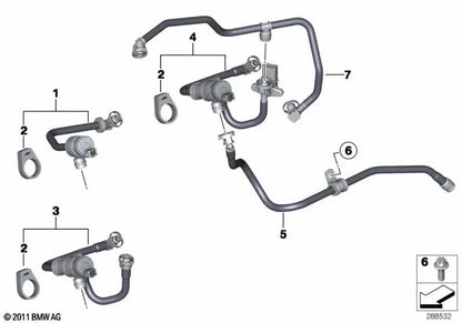 Válvula de ventilação do tanque com tubo para BMW F22, F23, F87, F87N, F30, F34, F32, F33, F36, F07, F10, F06, F12, F13, F01N, F02N, F25, F26, E70N, F15, E71, F16 (OEM 13907636156). BMW originais.