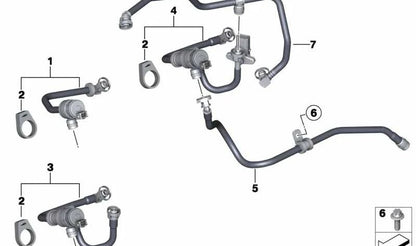 Tubo de ventilación del depósito OEM 13908602281 para BMW F20, F21, F22, F23, F30, F31, F34, F32, F33, F36. Original BMW.