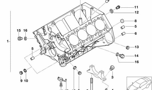 Bloque motor sin pistones OEM 11117830015 para BMW E39. Pieza original BMW.