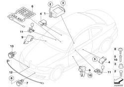 Estera sensor de identificación de asiento acompañante OEM 65779153118 para BMW E81, E87, E82, E88, Z4 E89. Original BMW.