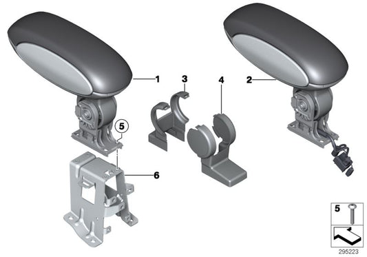 Reposabrazos delantero central con compartimento para teléfono OEM 51169807778 para MINI Countryman R60. Original MINI.