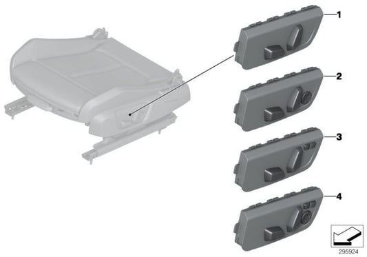 Interruptor regulador de asiento acompañante OEM 61319276625 para BMW F20, F30, F80, X1, X3... y más. Original BMW.
