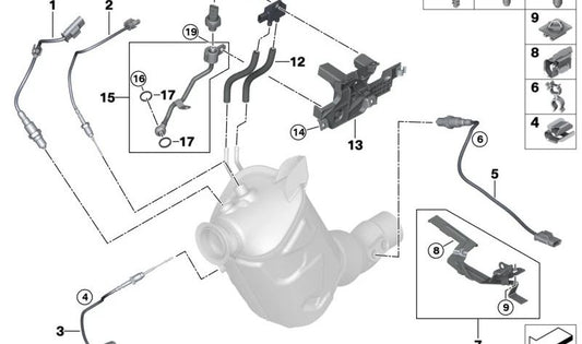 Tubo sensor presión gases OEM 13628579973 para BMW G20, G21, G28, G30, G31, G32, G05, G01, G02, G22, G23, G26, G42. Compatible con motores diésel. Original BMW.