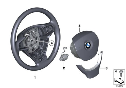 Volante de cuero OEM 32336790886 para BMW Serie 5 F07 GT, F10, F11 y Serie 7 F01, F02, F03... y más. Original BMW.