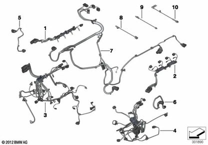 Mazo de cables motor OEM 12518631984 para BMW F07 GT, F10 LCI, F06 Gran Coupé, F12, F13, F01 LCI, F02 LCI... y más. Original BMW.