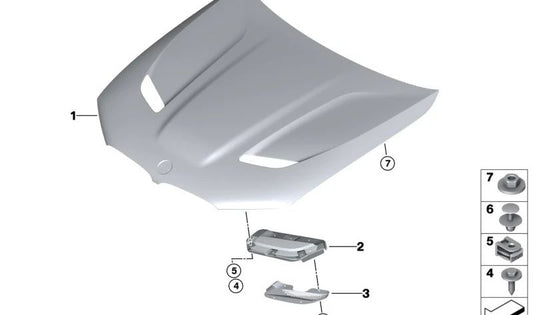 Il cofano sinistro di Izquierdo OEM 51918084517 per BMW M5 (F90). BMW originale.