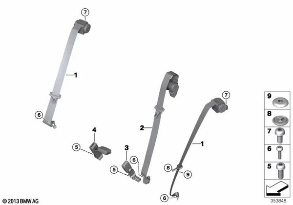 Obergurt trasero central para BMW X1 E84 (OEM 72112993602). Original BMW.