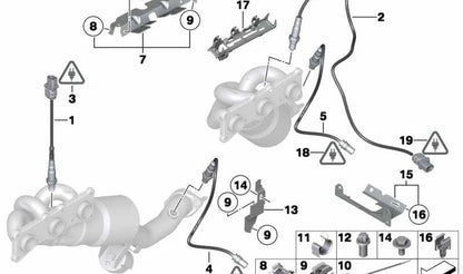 Soporte sonda lambda para BMW Serie 1 E81, E82, E87, E88, Serie 3 E90, E91, E92, E93, Serie 5 E60, E61, Serie 6 E63, E64, Serie 7 E65, E66, Z4 E85, E86 (OEM 12527551498). Original BMW