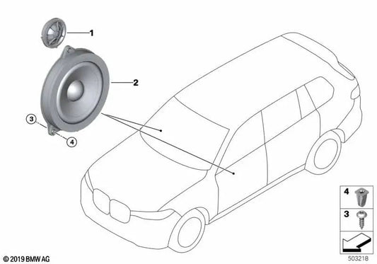 Akuter Sprecher für BMW X3 G08N, X5 G18, G18N (OEM 65136817940). Original BMW.