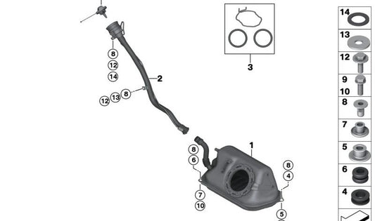 Silentblock de goma OEM 16117303942 para BMW F07, F10, F11, I01 (i3 60Ah, 94Ah, 120Ah Rex, 535d xDrive). Pieza original BMW.
