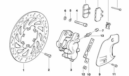 Juego de pastillas de freno delantero OEM 34112345445 para motos BMW F 650, F 650 ST. Original BMW Motorrad.