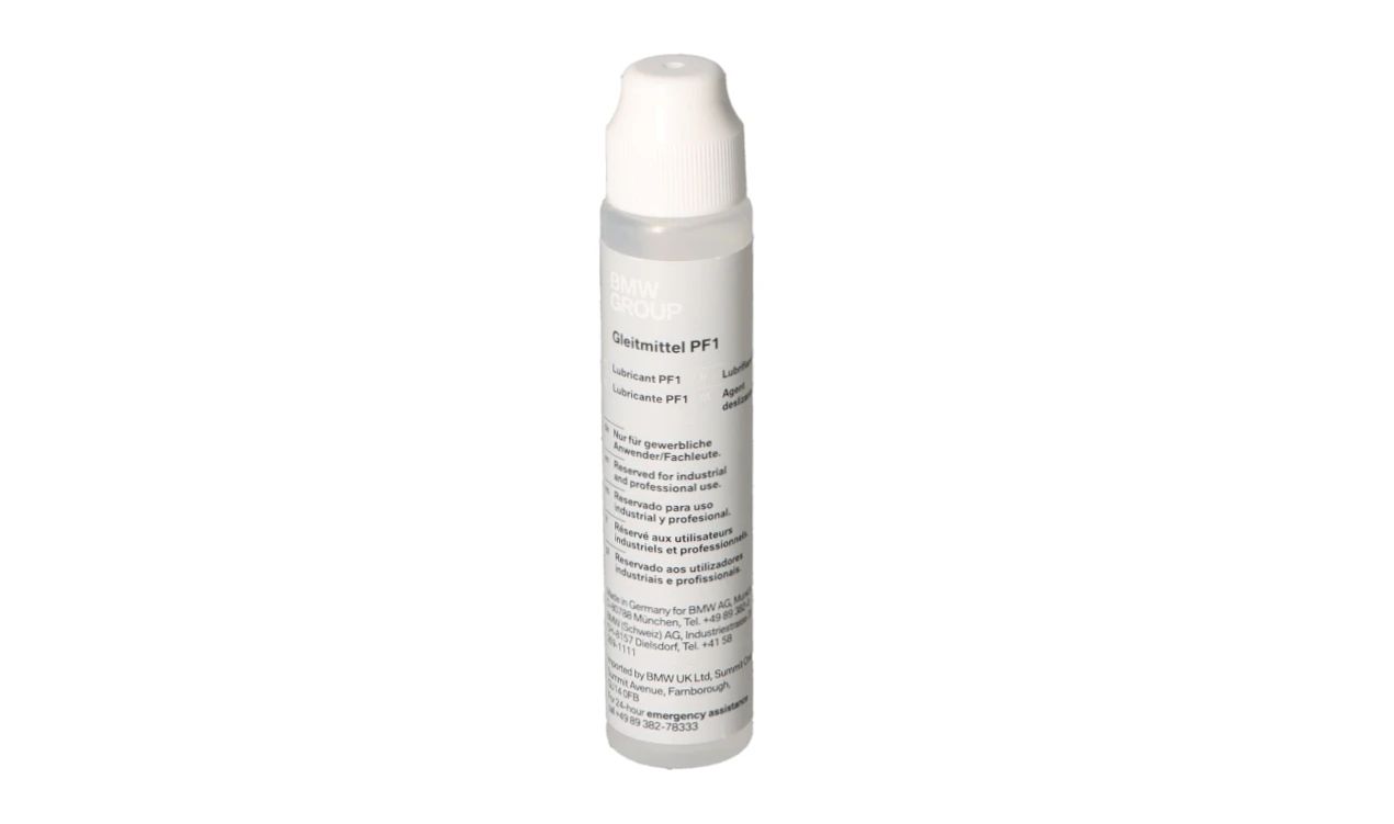 Lubricante antifricción OEM 83230309627 para BMW {E46,E60,E61,E65,E66,E70,E71,E81,E82,E83,E84,E87,E88,E90,E91,E92,E93,F01,F02,F10,F11,F12,F13,F20,F21,F25,F30,F31,F32,F34,F36,G01,G11,G12,G20,G30,X1,X3,X4,X5,X6,Z4}. Original BMW.