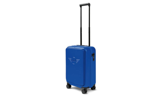 Trolley da cabina blu brillante con logo MINI in rilievo OEM 80225B320D9 per MINI. MINI originale.