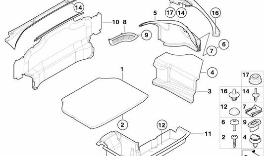 Tapa embellecedora canaleta trasera central OEM 51718266503 para BMW Z8 E52. Original BMW.