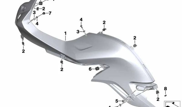 Cubierta lateral izquierda OEM 46638528597 para BMW Motorrad F650GS, F700GS, F800GS, F800GS Adventure. Original BMW Motorrad.
