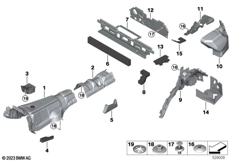 Akustische Isolierung des rechten hinteren Bodens für BMW F95, G05, G18 (OEM 51487434376). Original BMW