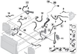 Tubo refrigerante OEM 17128506094 para BMW Serie 5 F10, F11, Serie 7 F01, F02. Original BMW.