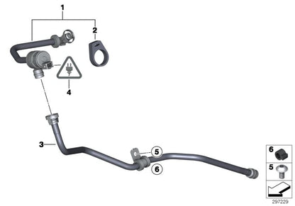 Válvula de ventilación del depósito con tubo OEM 13907572238 para BMW E90, E91, E92, E93, E60, E61, F10, F11, E63, E64. Original BMW.