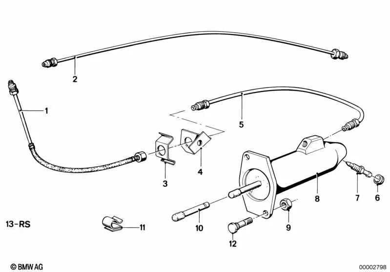 Cilindro do receptor da embreagem para BMW E21, E30, E12, E28, E24, E23 (OEM 21521157212). BMW original.