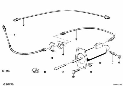 Cilindro do receptor da embreagem para BMW E21, E30, E12, E28, E24, E23 (OEM 21521157212). BMW original.
