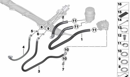 OEM OIL pipe 32408424390 for BMW F20, F21, F22, F23, F30, F31, F32, F33, F34, F35, F36, F87. Original BMW.