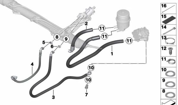 Tubería de aceite OEM 32408424390 para BMW F20, F21, F22, F23, F30, F31, F32, F33, F34, F35, F36, F87. Original BMW.