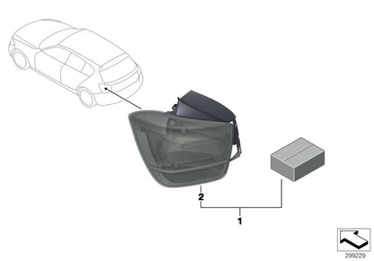 Piloto trasero LED M Performance Blackline derecho oscuro OEM 63212225430 para BMW F20 y F21. Mejora estética deportiva y oscurecida. Compatible con modelos sin faros xenón (requiere codificación). Original BMW.