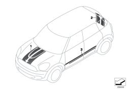 Juego de tiras decorativas lateral derecho OEM 51149811282 para MINI Countryman R60 (2010-2016). Original MINI.