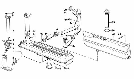Aforador de combustible para depósito de metal OEM 16141154627 para BMW E30. Original BMW.