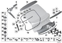 Moldura canaleta vierteaguas izquierda OEM 51497149445 para BMW 5' F07 GT, F07 GT LCI. Original BMW.