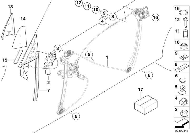 Cinta de estanqueidad OEM 05232155101 para BMW E46 {316Ci, 318Ci} compatible con motorizaciones M43, N40, N42, N45. Parte del mecanismo del elevalunas delantero. Original BMW.
