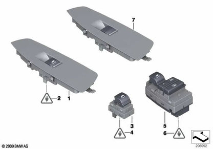 Interruptor del Elevalunas del Lado del Pasajero para BMW Serie 7 F01, F02, F04 (OEM 61319241944). Original BMW