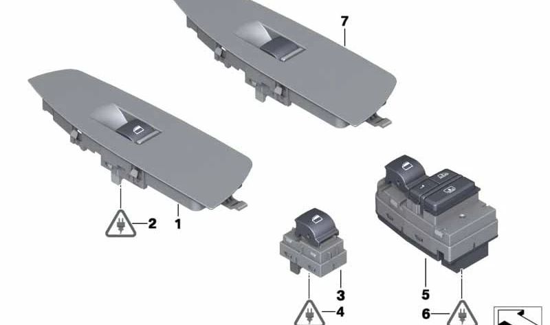 Interruptor de elevalunas eléctrico derecho OEM 61319241945 para BMW F01, F02. Original BMW.