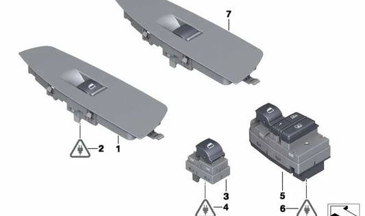 Interruptor de elevalunas eléctrico derecho OEM 61319241945 para BMW F01, F02. Original BMW.