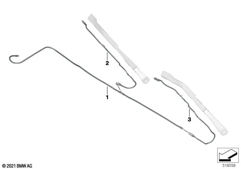 Lavare con un tubo del lato passeggero per BMW Series 2 G42, G87, Series 3 G20, G20N, G21, G21N, G28, G28N, G80, Series 4 G22, G23, G26, G82, G83 (OEM 61619478358). BMW originale.