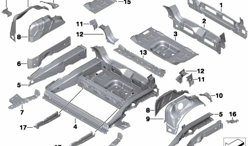 Pasarruedas trasero izquierdo OEM 41002755199 para MINI R56, R56 LCI. Original MINI.