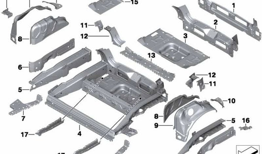 Pasarruedas trasero izquierdo OEM 41002755199 para MINI R56, R56 LCI. Original MINI.